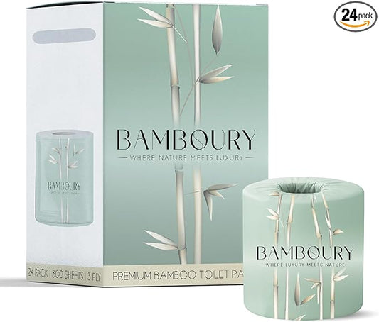 Bamboo Toilet Paper - Premium & Luxurious Eco Choice – FSC Certified, BPA Free, Biodegradable Packaging (24 Pack)