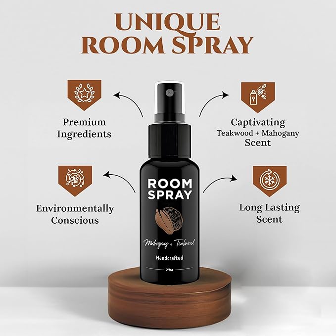 605Products Bathroom and General Room Spray, Long Lasting Fragrance (Mahogany Teakwood, 3 Pack)