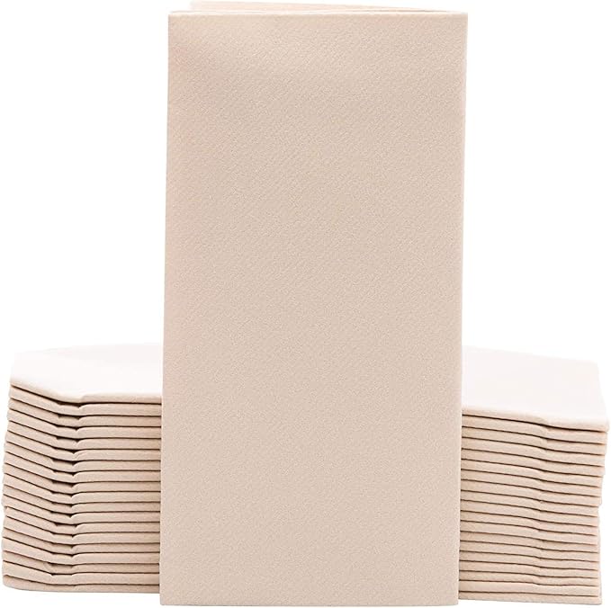 AMERICAN HOMESTEAD Paper Napkins - Sand Disposable Linen-Like Dinner Napkins - Restaurant-Quality Table Serviettes for Weddings, Parties, and Events - 15.75" x 15.75" - 50 Count