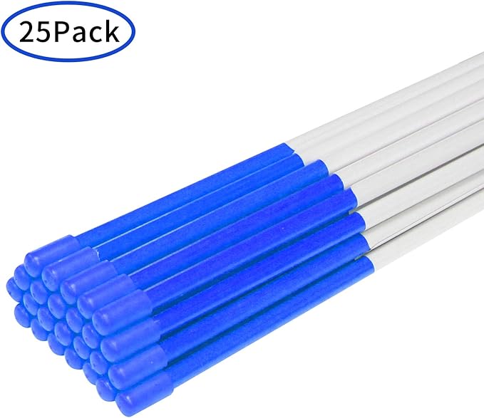 Driveway Markers Snow Stakes 48 inch Blue Plow Stakes Reflective Fiberglass, Pack of 25 for Parking Lots, Walkways