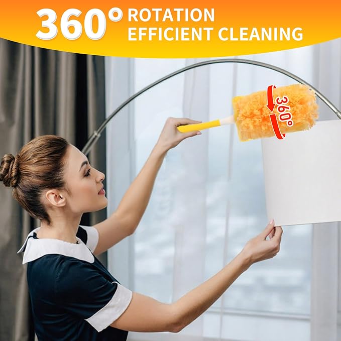 36 Pack Dusters Refill Compatible with Swiffer Dusters for Cleaning, with 1 Handle, Multisurface 360° Dusters with 4X Microfibers, Disposable Heavy Duty Duster Refills, Helps Remove Allergens