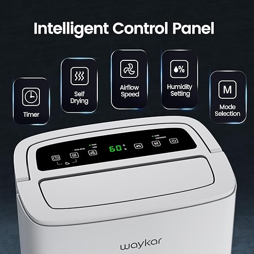 Waykar 120 Pints 2025 Energy Star Home Dehumidifier for Spaces up to 6,000 Sq. Ft at Home, in Basements and Large Rooms with Drain Hose, Handle, Auto Defrost and Self-Drying.
