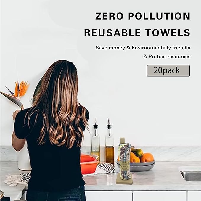 Reusable Paper Towel Rolls 20 Pack,Washable Napkin Cloth Value Set of 4 Colors 20 Pack of Paperless Towel-100% Cotton, Super Soft, Absorbent Made to Last (Solid Color A)