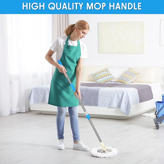 Spin Mop Replacement Handle 360 Degree Spin Mop Pole Handle Replacement Rotating Telescopic Stick for Head Replace Spinning Household Cleaning Accessories for Home(Blue)
