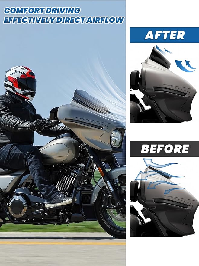 5" Windshield Black Windscreen Compatible for Harley Davidson CVO Street Glide FLHXSE 2023-Up, Street Glide FLHX 2024-Later (Vertical 5", Horizontal 7")