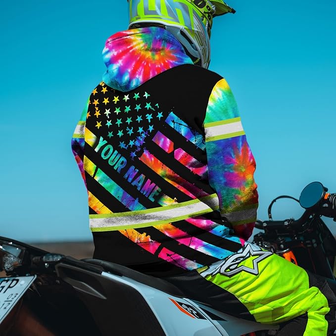 Color US Flag High Visibility Hoodie for Men Women Reflective Tapes Safety Workwear for Worker Runner Patriotic