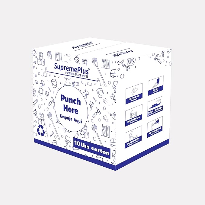 Recycled White Terry Cloth Rags (10 lbs. Box) - High Absorbent Terry Towel Cleaning Rags for Cleaning House, Industrial & Workshops, Bulk Shop Rag
