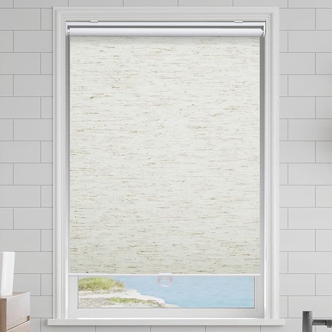 Cordless Roller Shades Blackout Blinds for Windows Room Darkening Rolled Up Shades with Spring System, UV Protection Window Shades Door Blinds for Home and Office (30.5" W x 72" H, Linen Cream