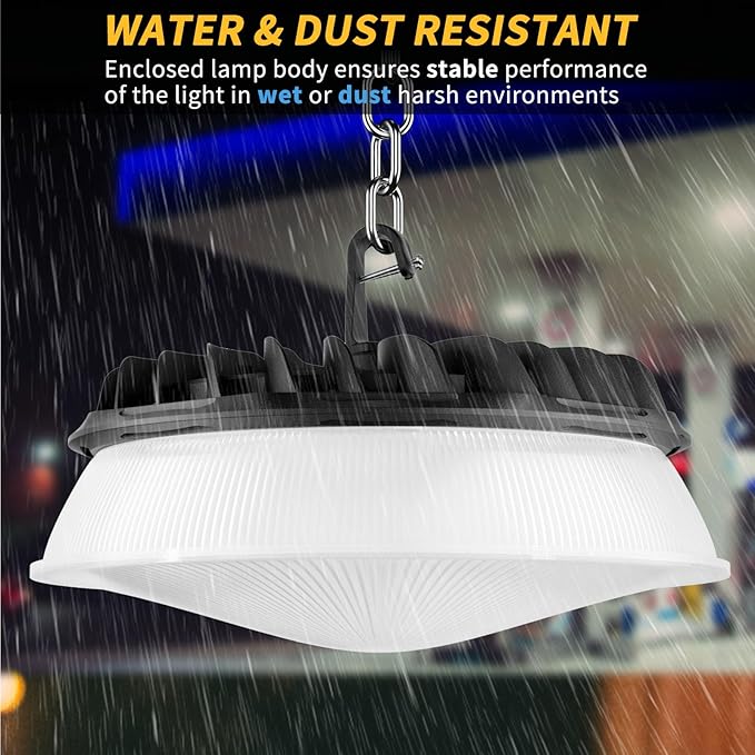 6 Pack 155W UFO LED High Bay Light with Reflector 22,500lm 5000K LED High Bay Lights AC110-277V 5' Cable with Plug Waterproof UFO Lights for Garage Shop Gym Warehouse ETL Listed