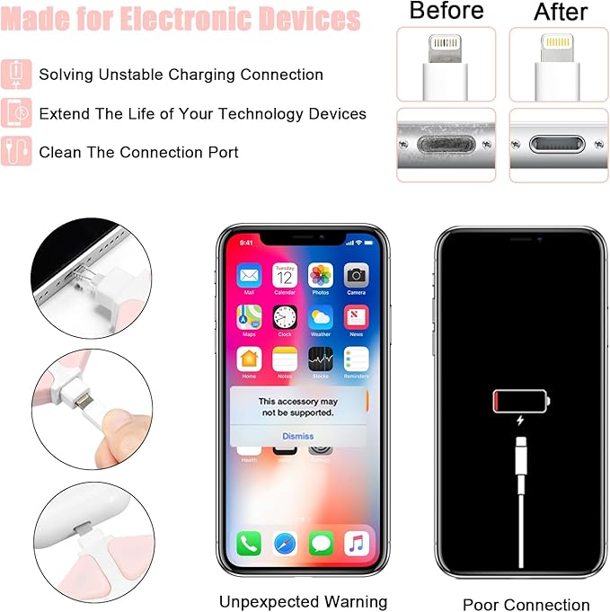 Phone Cleaning Kit for iPhone Charging Port, Star Design Keyboard Cleaner Kit Tool for Earphone Charger Lightning Port with Putty, Electronic Repair Clean Kits for Cellphone Speaker Earbud iPad