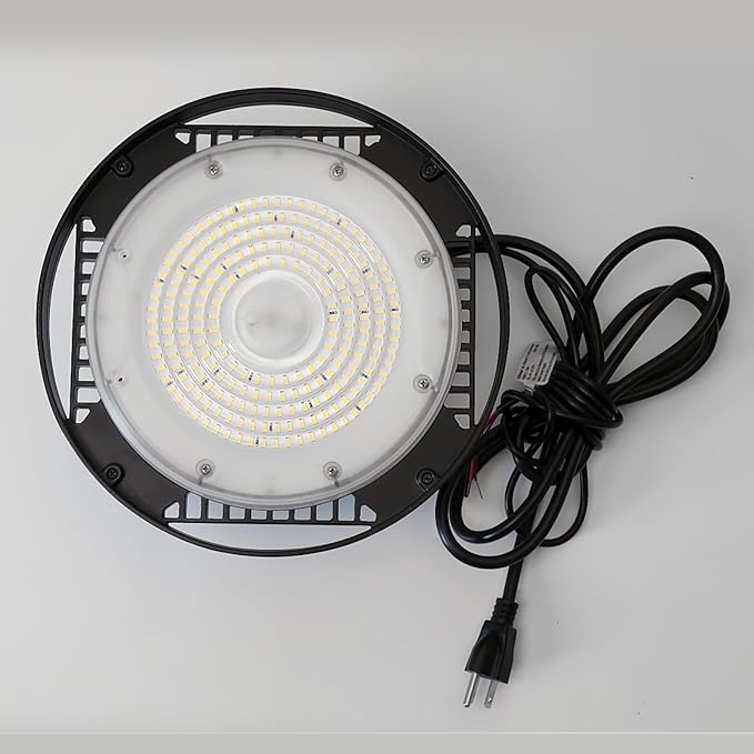 CINOTON UFO LED High Bay Light, 160W/120W/80W Switchable, AC100-277V LED Shop Lights with US Plug, 24000LM Dimmable 0-10V Commercial Bay Lighting for Garage Workshop 5000K Daylight-UL Listed, 1 Pack