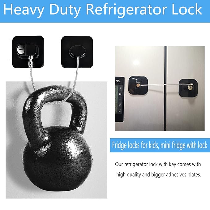 YEYA Upgraded Refrigerator Lock for Adults, Large Base 1-Pack, Fridge Locks for Kids with Key