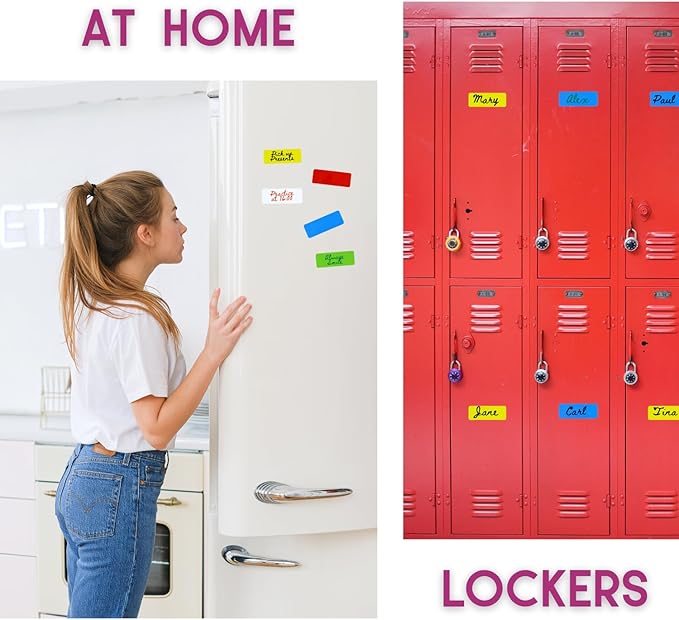Availey 60 Pieces (3.2 x 1.2") - Full Colored Magnetic Dry Erase Labels - Reusable Strips for Classroom Home Office Garage Refrigerator Blank Writable Erasable Cards Name Tags Students Locker Shelf