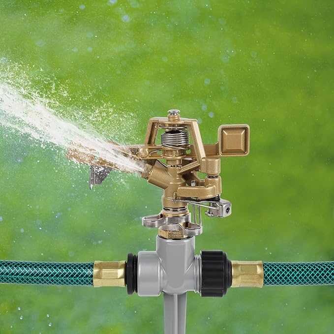 2 Pack Zinc Alloy Impact Sprinklers with Stand (Spike), Heavy Duty Zinc Alloy Lawn Sprinkler Head on Spike Base, Adjustable Watering Sprinkler for Large Area Grass Yards Patio Garden Irrigation
