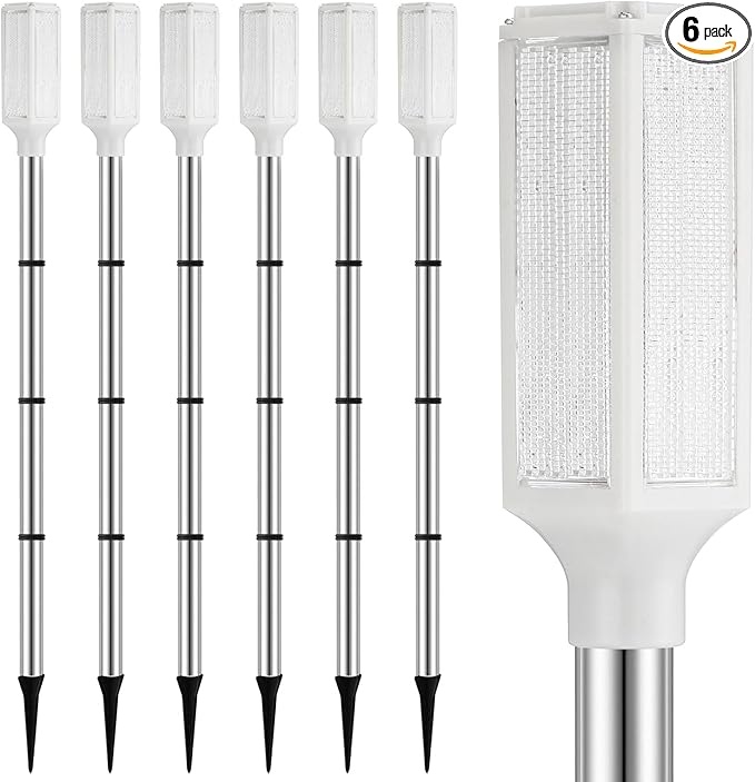 Macarrie 6 Pcs Solar Powered Driveway Markers Reflector Lights Landscape Driveway Reflectors on Poles for Snow Road Outdoor Yard(37 Inch,White)