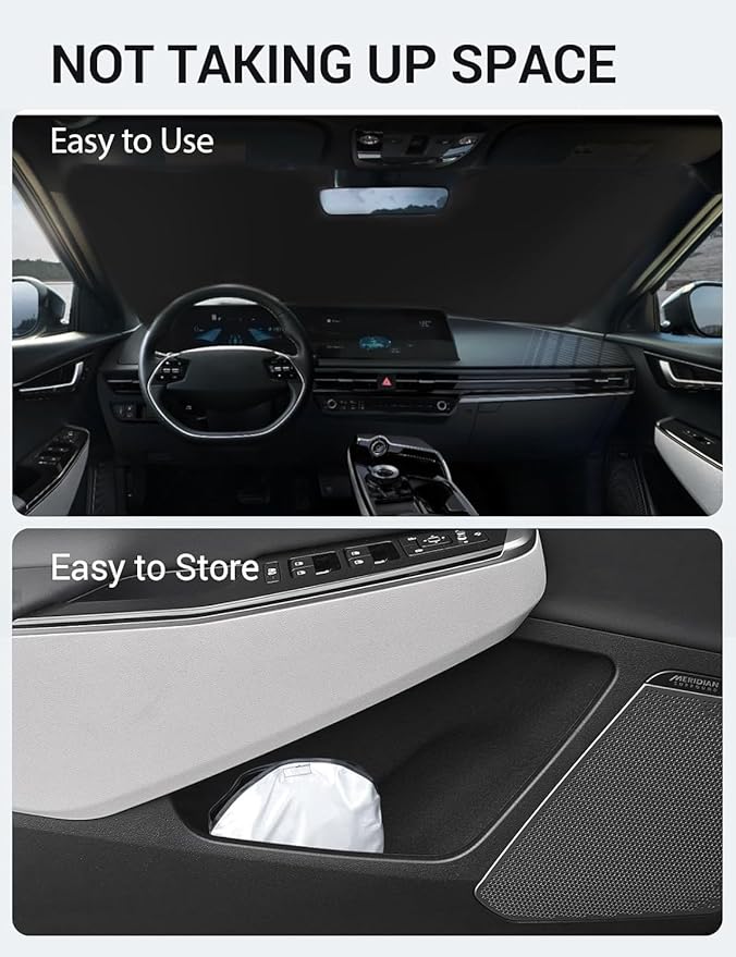 Proadsy for Kia EV6 2023-2024 2025 Windshield Sun Shade 4-Layer Foldable Front Sunshade Protector Sun Visor Blocks UV Rays Keep Car Cooler