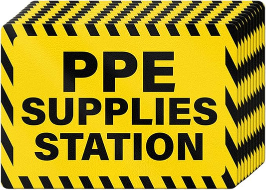 10 PCS PPE Supplies Station Stickers 10 × 7 Inches Vinyl Waterproof Self Adhesive Safety Sign for Workplace Construction Site Warehouse