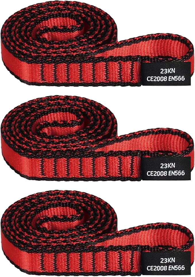 18MM Nylon Climbing Sling Runner - 23KN CE2008/EN566 Certified Outdoor Climbing Webbing for Rock Climbing, Rappelling, Mountaineering, Swing Gear, Outdoor Adventures & Emergency Anchoring