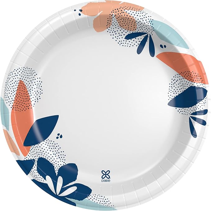 Dixie Large Paper Plates, 10 Inch, 54 Count (Pack of 2), 2X Stronger*, Microwave-Safe, Soak-Proof, Cut Resistant, Disposable Plates for Everyday Breakfast, Lunch, & Dinner Meals