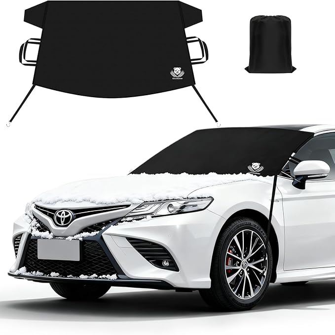 Windshield Cover for Ice and Snow,Heavy Duty 600D Oxford Fabric,Snow Windshield Cover for Car, Sedan,Trucks, SUV,Standard Winter Frost Hails Windshield Protector Blanket,Medium,70/55Wx44D Inch