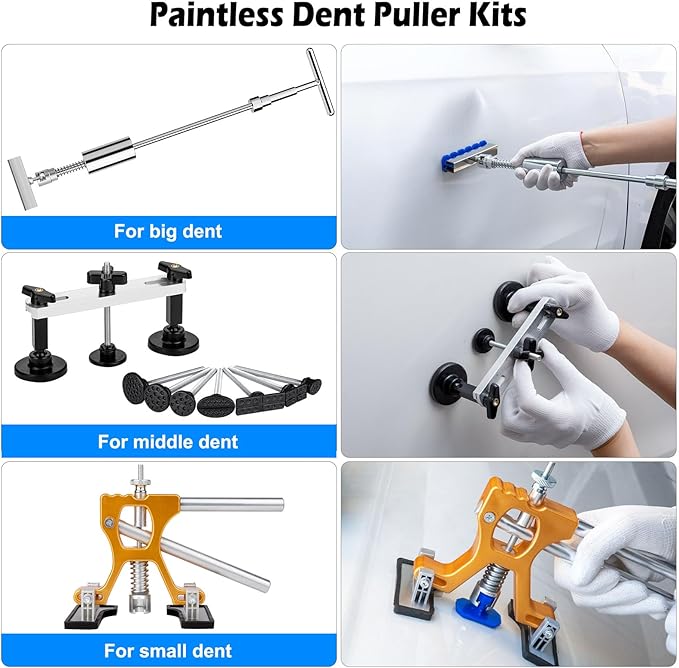 Car Dent Puller Kits,137pc Paintless Dent Removal Tools,Car Dent Repair Kit with Slide Hammer 2 in 1 T-Bar, Adjustable Dent Lifter,Bridge Puller for Auto Body SUV Dings Hail Damage DIY Remover