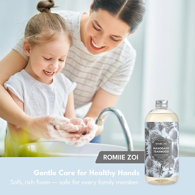 ROMIIE ZOI Liquid Hand Soap Refill, Teakwood, Gentle & Moisturizing Formula, 750 ML/ 26 FL OZ