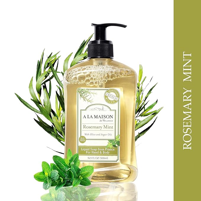 A LA MAISON Liquid Soap - Uses: Hand and Body, Triple Milled, Essential Oils, Biodegradable, Plant Based, Vegan, Cruelty-Free, Alcohol & Paraben Free (16.9 oz, 6 Pack)