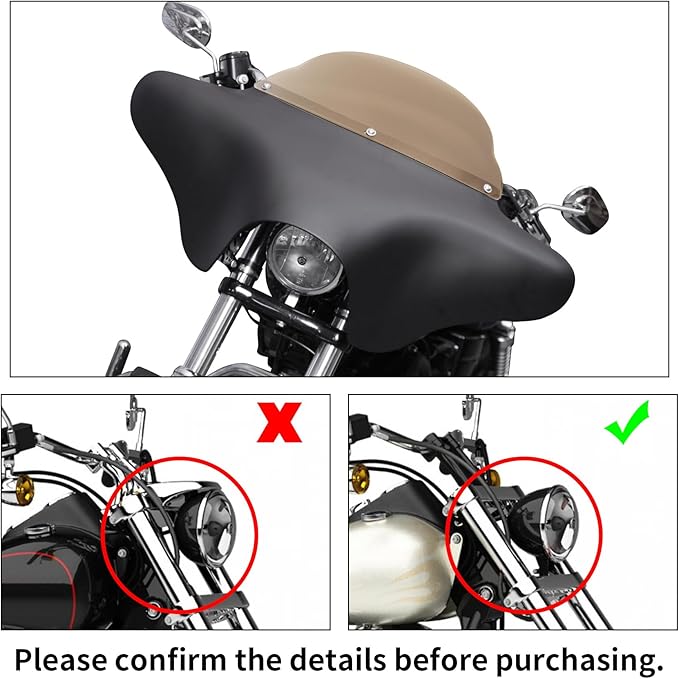 TCT-MOTORPARTS Batwing Fairing Windshield Fit For Harley Softail Deluxe Fatboy Heritage Classic Yamaha V Star 1100 650 Classic Softail Suzuki Boulevard Dyna