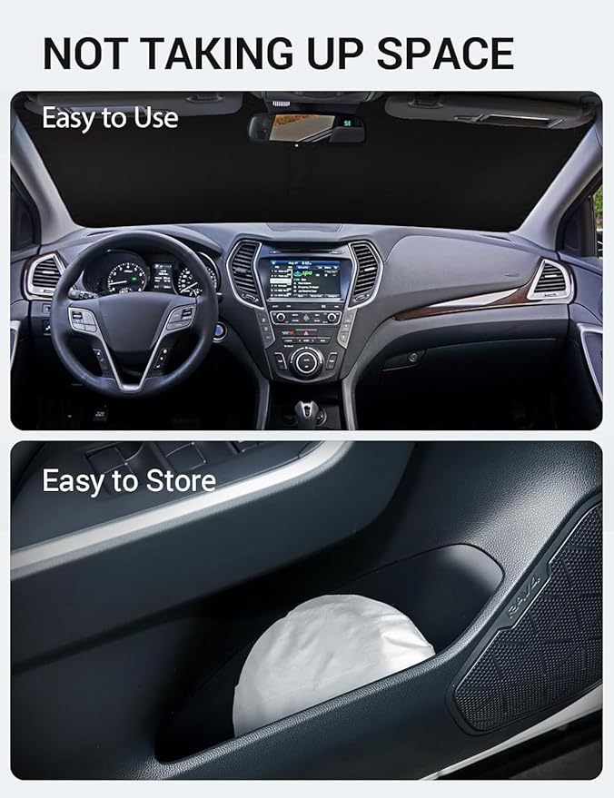 Proadsy Windshield Sun Shade for Hyundai Santa Fe 2013-2018 Foldable Front Sunshade Protector Sun Visor Blocks UV Rays Keep Car Cooler