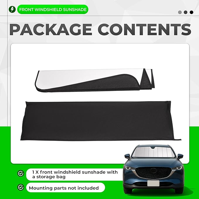 Front Windshield Sunshade Compatible with 2017-2024 Mazda CX-5 Plastic Silvery Window Sunshade Front