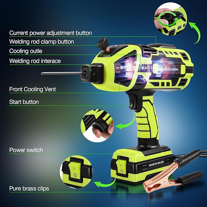 Portable Welder Handheld 110V Handheld Welder Machine, 20-120Amp Portable Welding Machine with IGBT Inverter 6 Variable Current Adjustment, Portable ARC welding machine for 1/16''-1/8'' Welding Rods