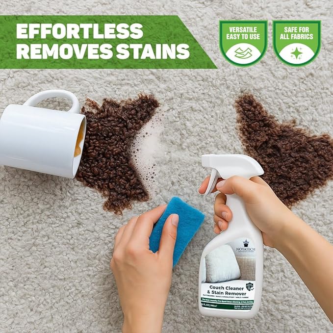 Travel size Couch Cleaner and Stain Remover. For sofas, car upholstery, carpets, rugs, mattresses, dining chairs, all Fabrics. Safe, for kids and pets.