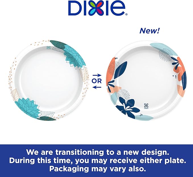 Dixie Large Paper Plates, 10 Inch, 54 Count (Pack of 2), 2X Stronger*, Microwave-Safe, Soak-Proof, Cut Resistant, Disposable Plates for Everyday Breakfast, Lunch, & Dinner Meals