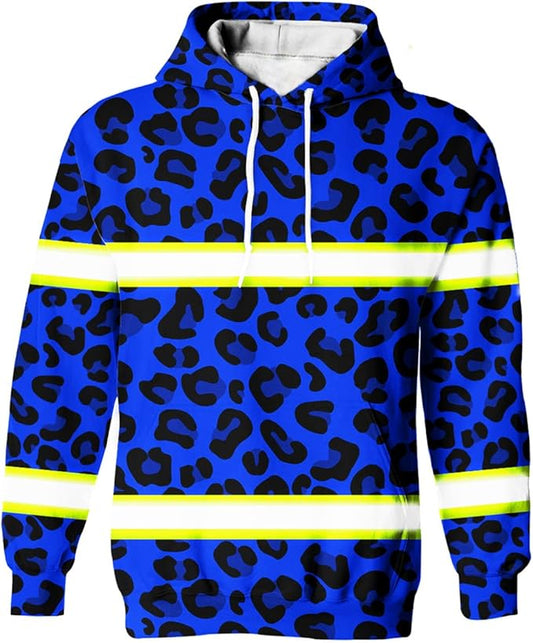 Color US Flag High Visibility Hoodie for Men Women Reflective Tapes Safety Workwear for Worker Runner Patriotic