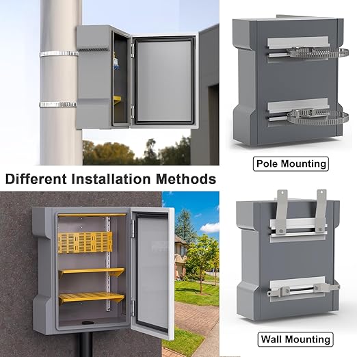 Waterproof Electrical Enclosure 23.6"x17.7"x7.9", Outdoor Electrical Box Weatherproof, Vented Electrical Junction Box with Reinforced Lock (Grey Iron)