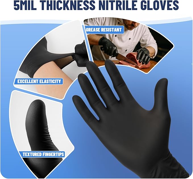 Nitrile Gloves 5mil Disposable, 40 Pairs (80 Gloves), Individually Wrapped 2 Pack, Latex Free, Powder Free, Comfortable Fit, Durable Gloves for Work, Food Prep, Cleaning, Household, Travel Use, Large