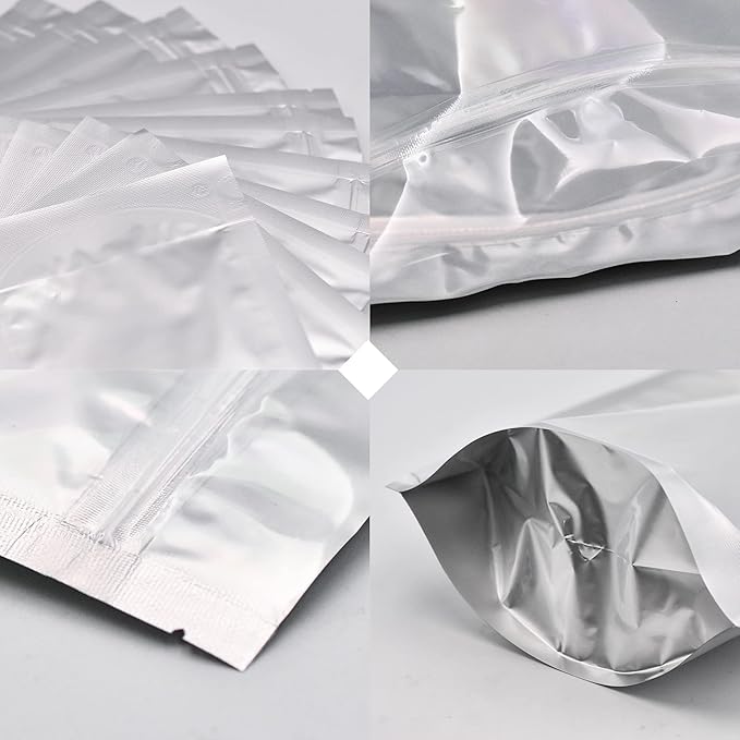 1 Quart 30 Packs Mylar Bags for Food Storage, 7"x 10" With Window, Freeze Dried Candy, Reusable Long Term Storage