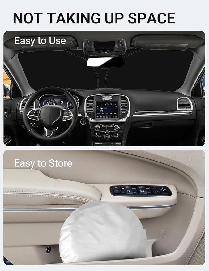 Proadsy Custom Fit Chrysler 300 300C 2011-2025 Windshield Sun Shade 4-Layer Foldable Front Sunshade Protector Sun Visor Blocks UV Rays Keep Car Cooler