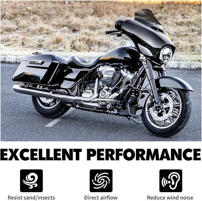 9" Windshield Windscreen for 2014-2024 Harley Davidson Touring Street Glide Electra Glide/Ultra Limited/Tri Glide FLHT FLHX FLHXS FLHTK, Smoke