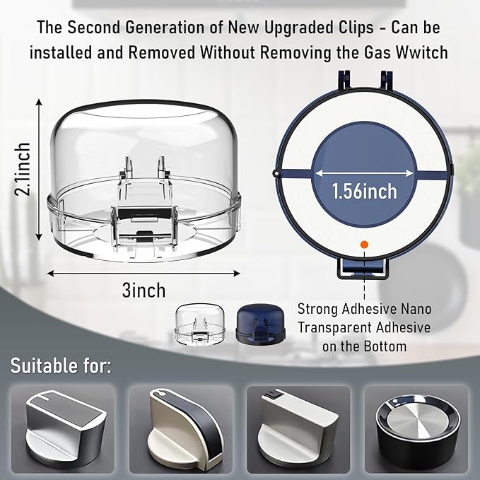 Stove knob Safety Covers for Child Upgraded Unlock Universal Size with Adult Two-Finger, Dual-Key Press Gas Stove Knob Locks Water Resistant Oil Resistant and High Temperature Resistant（5 Pack）