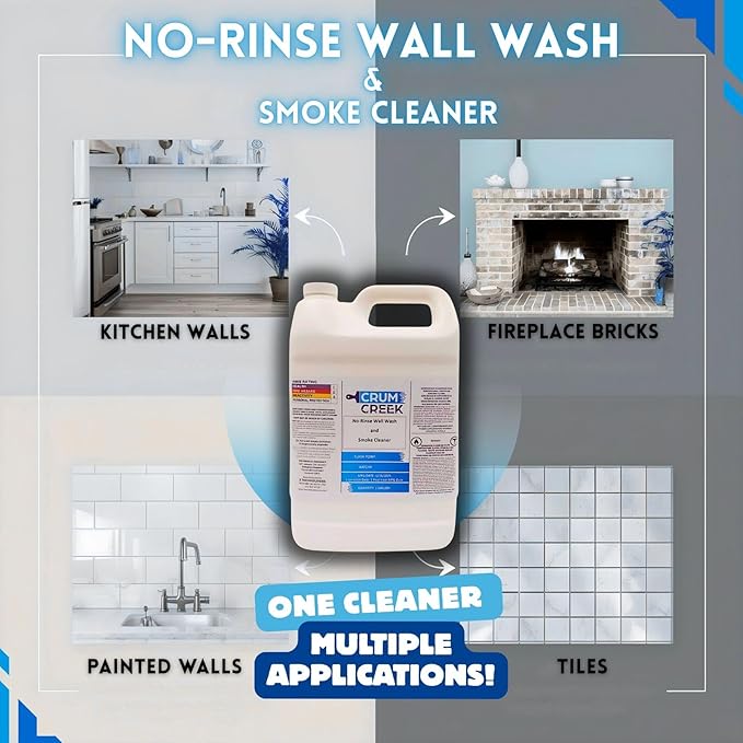 Smoke Cleaner Wall Wash, Multipurpose Degreaser for Walls and Smoke Damage, Non-Rinse, Grease and Odor Remover, Hard Surface Cleaner (4, 512 fluid ounces)