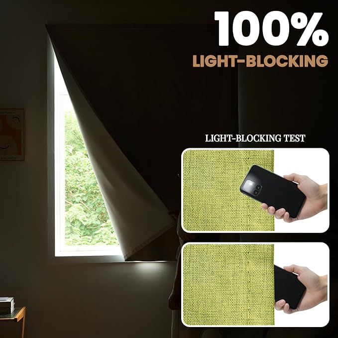 100% Blackout Curtain,Adhesive Curtain,Black Out Window Cover No Drilling Travel Kit,Perfect for Media Rooms, Dormitories and Renters (Fruit Green - W35 × L72 in)
