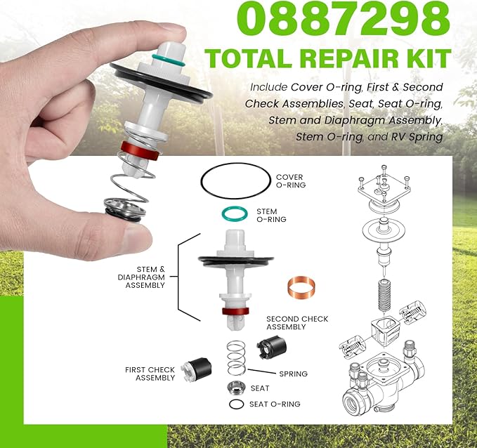 0887298 Total Repair Kit, Includes First and Second Check Assemblies, for Watts 1/4-1/2" LF009, 009 Replace for RK 009-T 1/4"-1/2" Reduced Pressure Zone Total Repair Kit