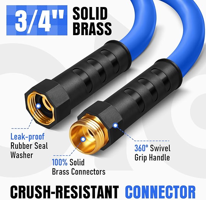 Heavy Duty Garden Hose 6 ft, Non-Expanding Flexible Water Hose, Kink Resistant Lightweight Hybrid Hose, Leakproof Hose Male to Female Fittings