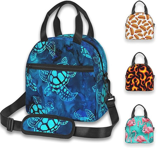 Reusable Insulated Lunch Bag with Adjustable Strap for Kids 3+ Toddler, Girl, Boy Women Men Leakproof Portable Cooler Tote Cute Quilted Bags for Work Travel Picnic