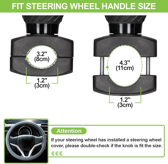 Spurtar Steering Wheel Knob Spinner, 2Pack Universal Car Suicide Knob Power Handle Spinner Fit for Cars, Truck, Forklift, Mower, Tractor, Boat, Golf Cart – Black