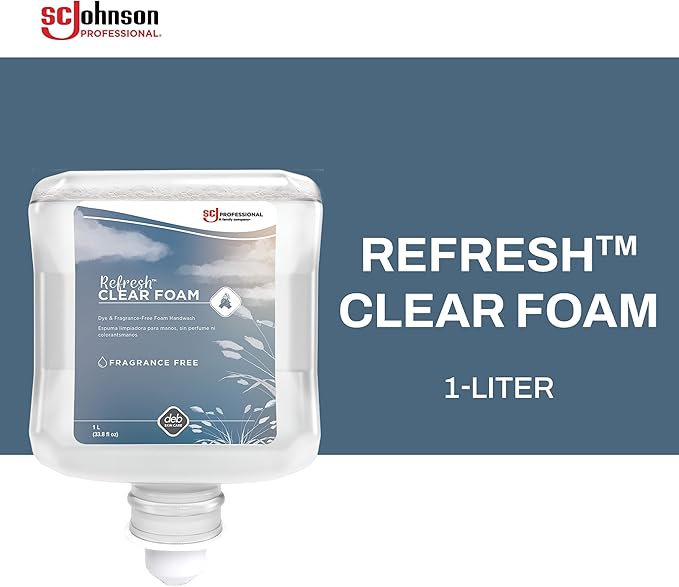 SC Johnson Professional Refresh Clear FOAM, Foam Hand Wash, Foaming Hand Soap, 1 Liter Cartridge, 2 Count, for Professional Use Only