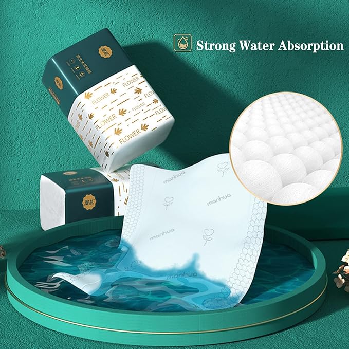 Pack of 4, Small Facial Tissue, Toilet Paper, Bag Cover, Disposable Napkin, Material Wood Pulp Fiber NOT COTTON, White Facial Paper, 4-Ply, 400 Sheets per Pack