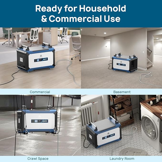 ARGENDON 145 Pint Crawl Space/Basement Dehumidifier with Drain Hose, Commercial Dehumidifiers for Large Space, Industrial, Water Damage, Auto Defrosting, 5 Years Limited Warranty