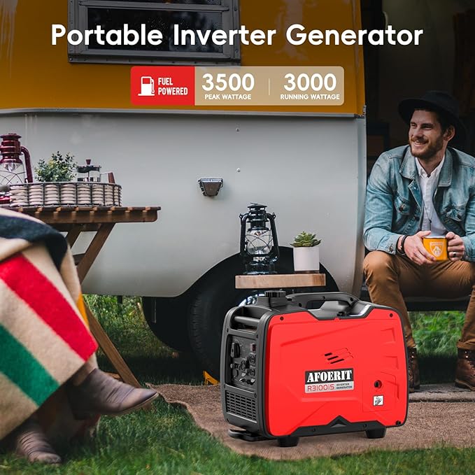 3500 Watt Generator Inverter Portable, Quiet Lightweight Gas Generaror for Camping, Power Equipment Fuel RV Ready